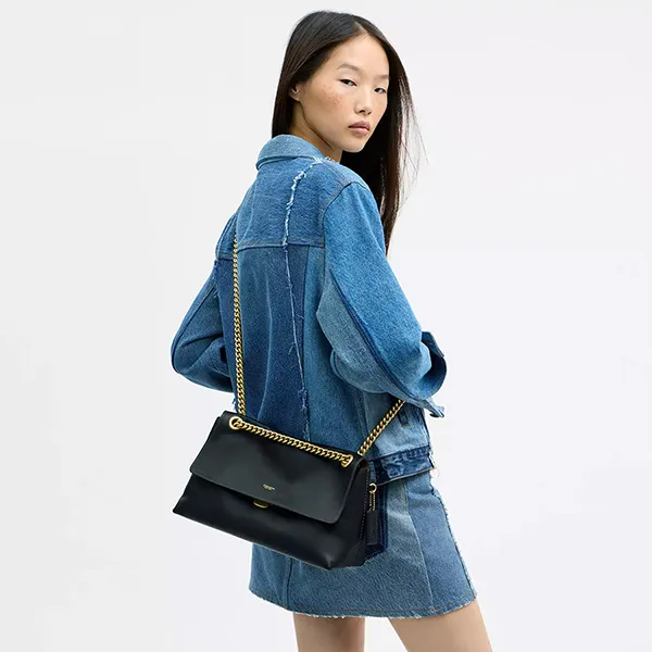 Túi Đeo Chéo Nữ Coach Chelsea Shoulder Bag 30 Maple CDS61 Brass/Black Màu Đen