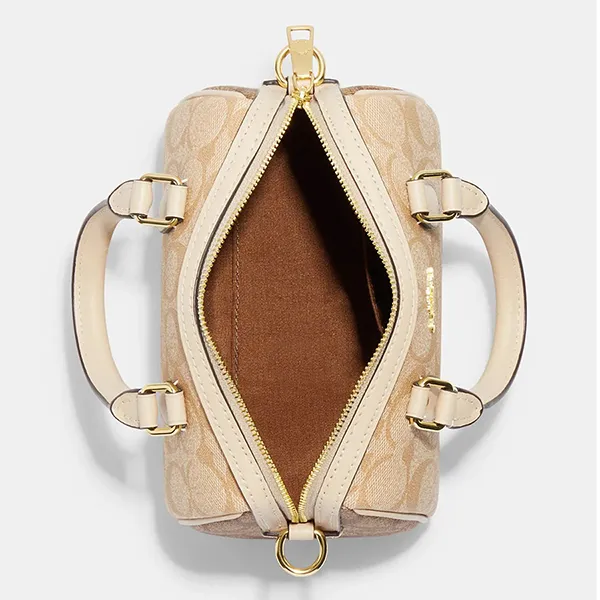 Túi Đeo Chéo Nữ Coach Mini Rowan Satchel In Blocked Signature Canvas CH160 Màu Beige