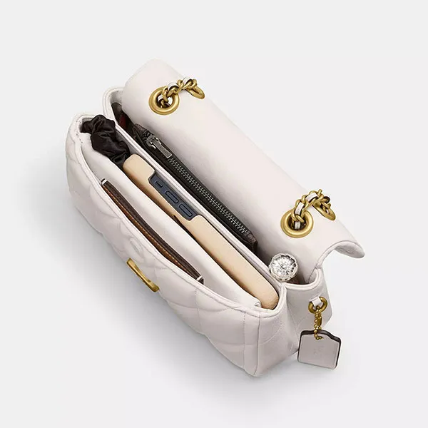 Túi Đeo Chéo Nữ Coach Tabby Shoulder Bag 20 With Pillow Quilting CP149 Brass/ Chalk Màu Trắng