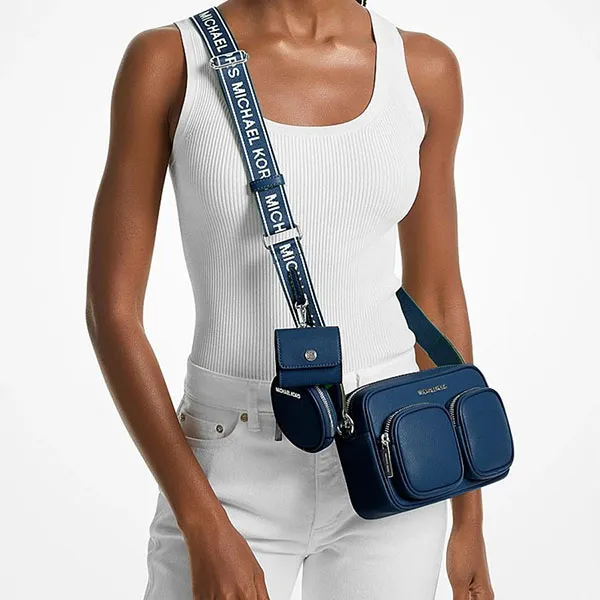 Túi Đeo Chéo Nữ Michael Kors MK 35S5STTC2L Jet Set Leather Medium Crossbody Bag With Case Màu Xanh Navy