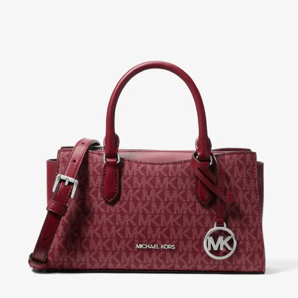 Túi Đeo Chéo Nữ Michael Kors MK Arden Small Signature Logo Messenger Bag 35F6S4XM1B Màu Đỏ Đô