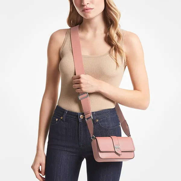 Túi Đeo Chéo Nữ Michael Kors MK Greenwich Extra-Small Sling Crossbody Bag 32S3SGRC1L Màu Hồng