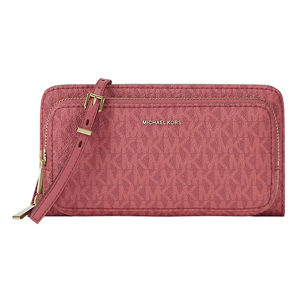 Túi Đeo Chéo Nữ Michael Kors MK Jet Set Large Signature Logo Crossbody Bag 32F5GJ6C7V Màu Hồng