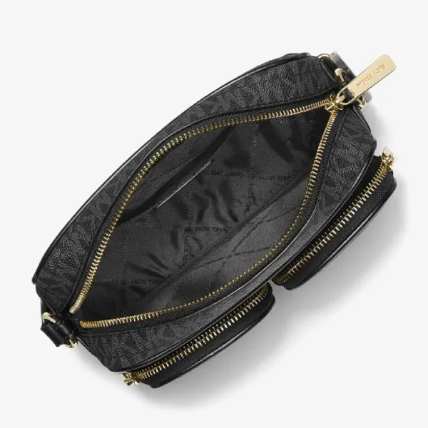 Túi Đeo Chéo Nữ Michael Kors MK Jet Set Medium Leather Crossbody Bag With Case 35S2GTTC2B1 Màu Đen
