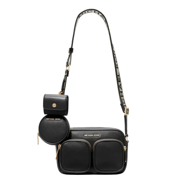 Túi Đeo Chéo Nữ Michael Kors MK Jet Set Medium Leather Crossbody Bag With Case 35S2GTTC6L Màu Đen