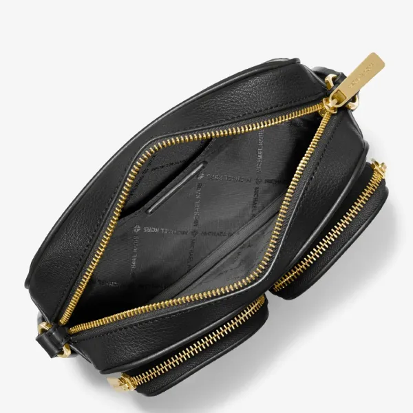 Túi Đeo Chéo Nữ Michael Kors MK Jet Set Medium Leather Crossbody Bag With Case 35S2GTTC6L Màu Đen