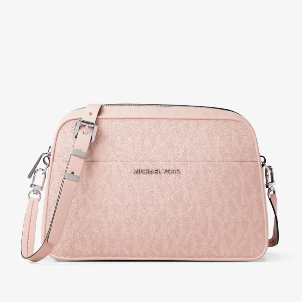 Túi Đeo Chéo Nữ Michael Kors MK Jet Set Small Signature Logo Camera Crossbody Bag 32F5SJ6C5V Màu Hồng