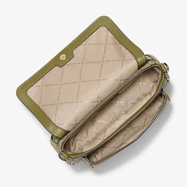 Túi Đeo Chéo Nữ Michael Kors MK Jet Set Travel Small Signature Logo Crossbody Bag With Pouch 35F6GTVC0V Oregano Màu Xanh Rêu