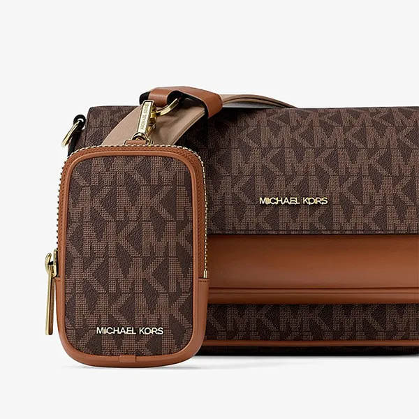 Túi Đeo Chéo Nữ Michael Kors MK Jet Set Travel Small Signature Logo Crossbody Bag With Pouch 35S6GTVC0B Màu Nâu