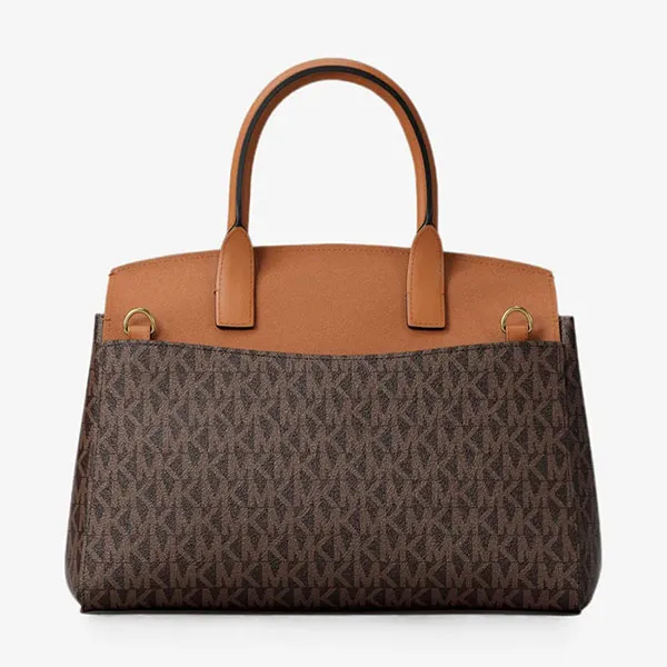 Túi Đeo Chéo Nữ Michael Kors MK Landry Small Signature Logo Satchel 30T6GX7S1B Màu Nâu Đen