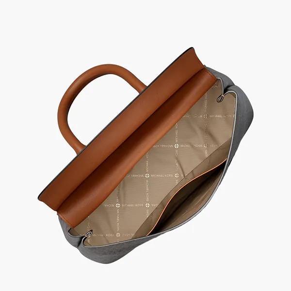 Túi Đeo Chéo Nữ Michael Kors MK Landry Small Signature Logo Satchel 30T6GX7S1B Màu Nâu Đen