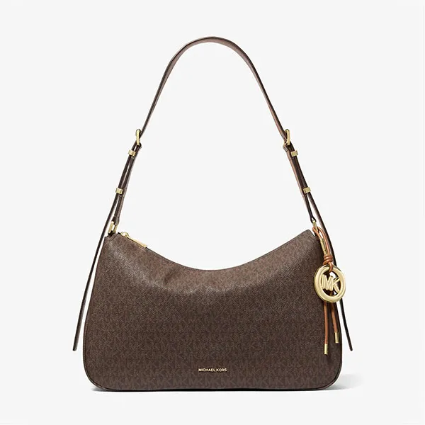 Túi Đeo Chéo Nữ Michael Kors MK Nolita Medium Signature Logo Shoulder Bag 30F5GY5M2B Màu Nâu Đen