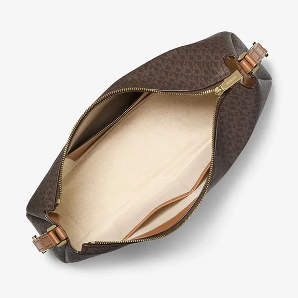 Túi Đeo Chéo Nữ Michael Kors MK Nolita Medium Signature Logo Shoulder Bag 30F5GY5M2B Màu Nâu Đen