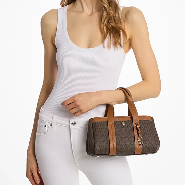 Túi Đeo Chéo Nữ Michael Kors MK Romee Extra-Small Signature Logo Crossbody Bag 32T5G1ZC1B Màu Nâu