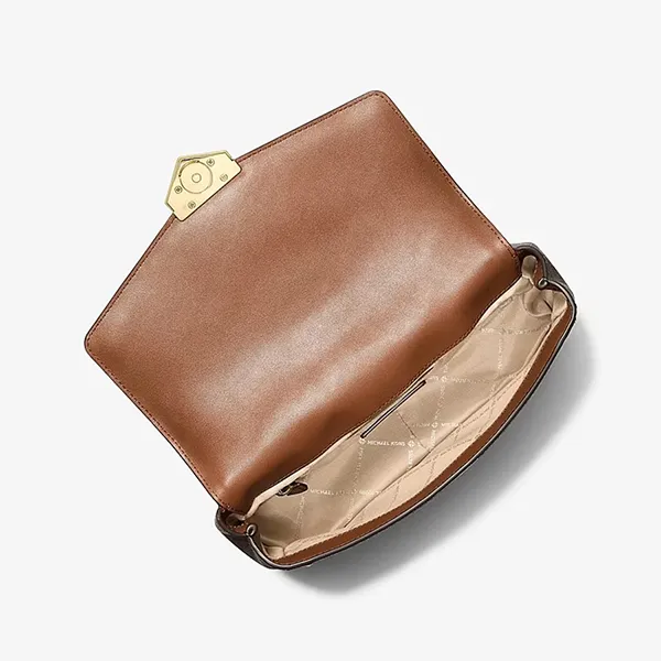 Túi Đeo Chéo Nữ Michael Kors MK Soho Large Studded Signature Logo Shoulder Bag 35S6G1SL3B Màu Nâu