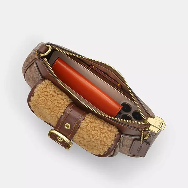 Túi Đeo Vai Nữ Coach Ashton Mini Shoulder Bag In Signature Canvas CDB13 Gold/Tan/Vintage Brown Màu Nâu Vàng