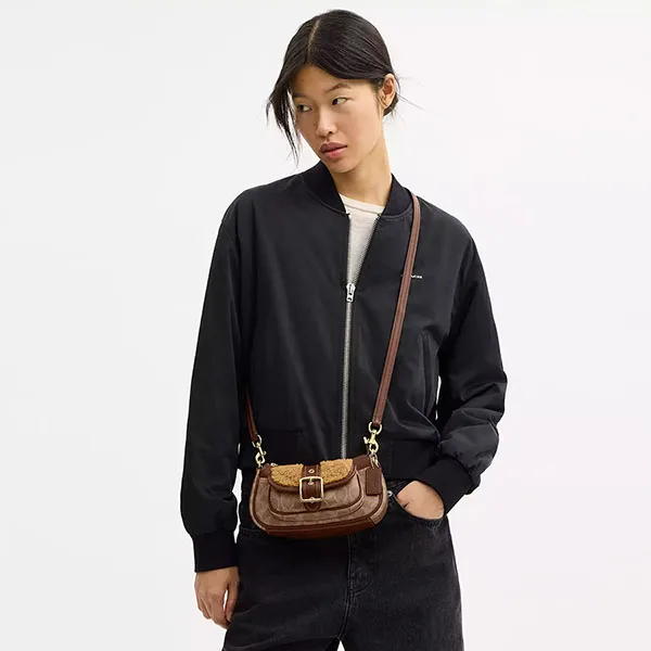Túi Đeo Vai Nữ Coach Ashton Mini Shoulder Bag In Signature Canvas CDB13 Gold/Tan/Vintage Brown Màu Nâu Vàng