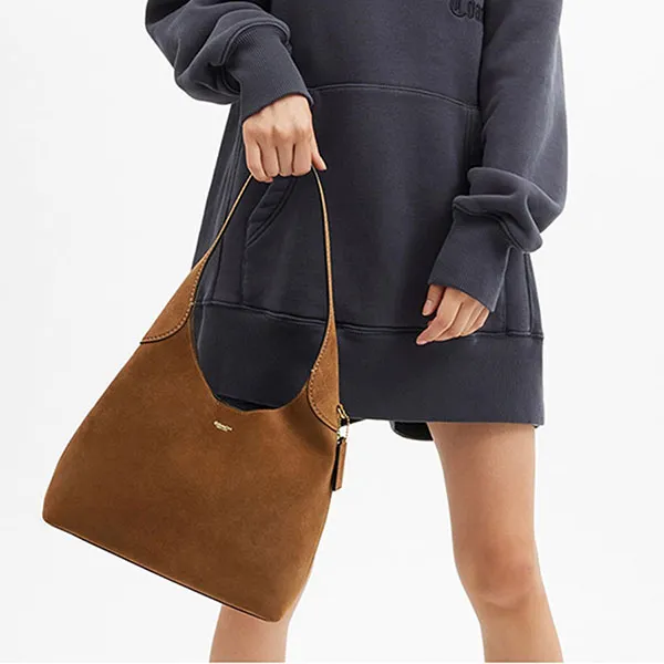 Túi Đeo Vai Nữ Coach Brooklyn Shoulder Bag 28 Warm Brown CW637 Màu Nâu