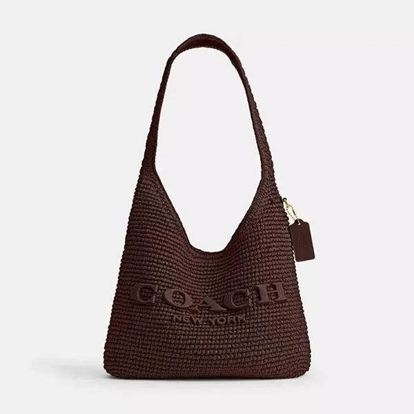Túi Đeo Vai Nữ Coach Brooklyn Shoulder Bag CDU75 Brass/Maple Màu Nâu Đen