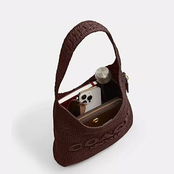 Túi Đeo Vai Nữ Coach Brooklyn Shoulder Bag CDU75 Brass/Maple Màu Nâu Đen