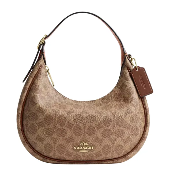 Túi Đeo Vai Nữ Coach Emily Shoulder Bag In Signature Canvas CDX17 Màu Nâu Nhạt