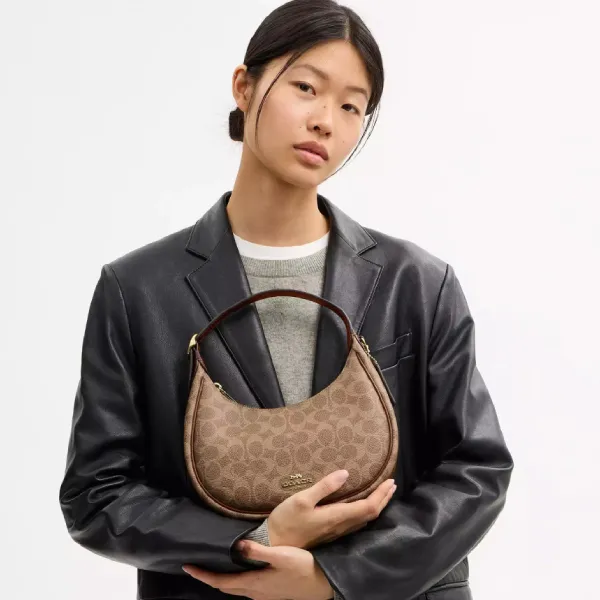 Túi Đeo Vai Nữ Coach Emily Shoulder Bag In Signature Canvas CDX17 Màu Nâu Nhạt