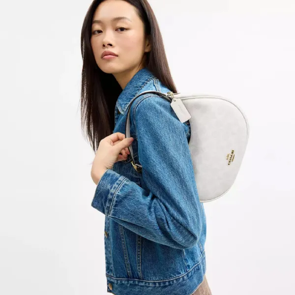 Túi Đeo Vai Nữ Coach Emily Shoulder Bag In Signature Canvas CDX17 Màu Trắng Kem