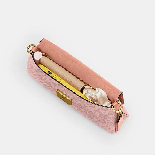 Túi Đeo Vai Nữ Coach Jet Shoulder Bag In Signature Canvas CBA83 Màu Hồng