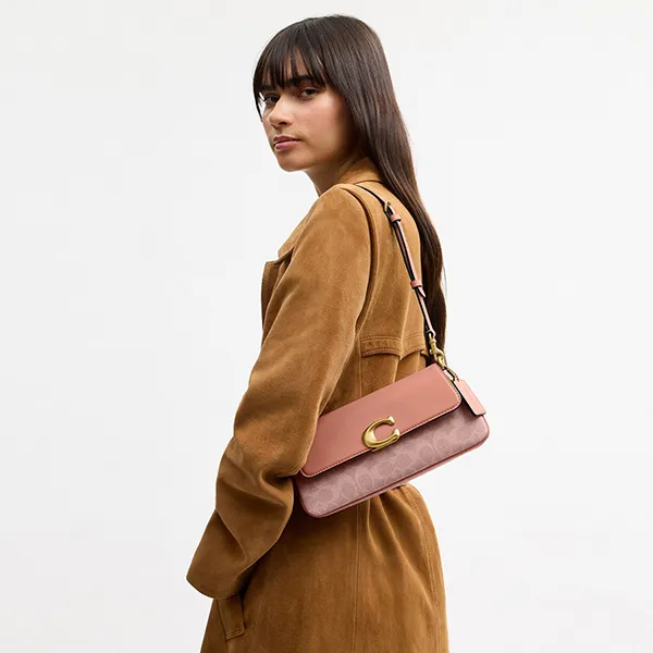 Túi Đeo Vai Nữ Coach Jet Shoulder Bag In Signature Canvas CBA83 Màu Hồng