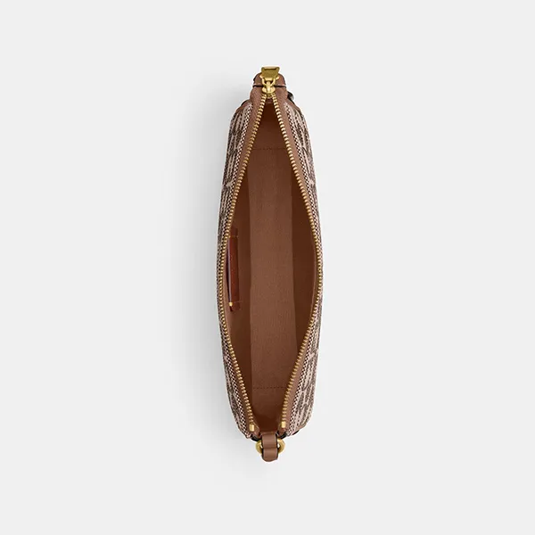 Túi Đeo Vai Nữ Coach Plaza Bag In Crystal Signature Jacquard CFG63 Màu Nâu Be
