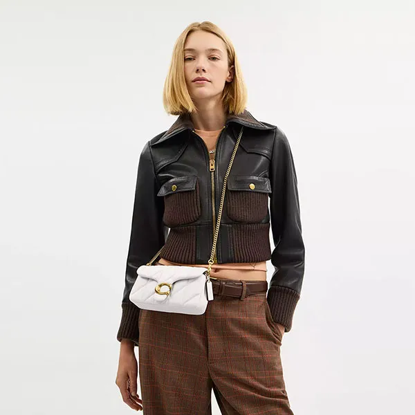 Túi Đeo Vai Nữ Coach Tabby Chain Crossbody Bag 19 With Quilting White CBH23 Màu Trắng
