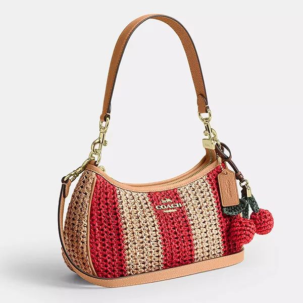 Túi Đeo Vai Nữ Coach Teri Shoulder Bag With Stripes And Charm CER34 Màu Nâu Đỏ