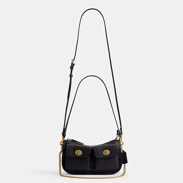 Túi Đeo Vai Nữ Coach Twin Turnlock Waverly Bag CDZ20 Màu Đen