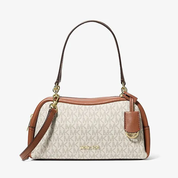 Túi Đeo Vai Nữ Michael Kors MK Cecily Small Signature Logo Shoulder Bag 35F5G8CL1B Màu Trắng Nâu