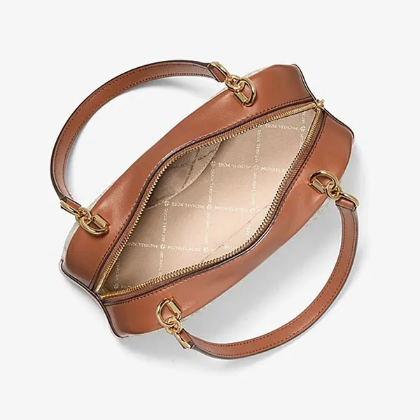 Túi Đeo Vai Nữ Michael Kors MK Cecily Small Signature Logo Shoulder Bag 35F5G8CL1B Màu Trắng Nâu