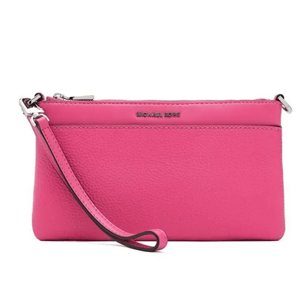 Túi Đeo Vai Nữ Michael Kors MK Jet Set Medium Pebbled Leather Convertible Wristlet 32F5SJ6F6L Màu Hồng