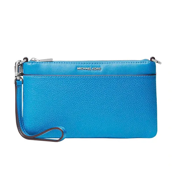 Túi Đeo Vai Nữ Michael Kors MK Jet Set Medium Pebbled Leather Convertible Wristlet 32F5SJ6F6L Màu Xanh Blue