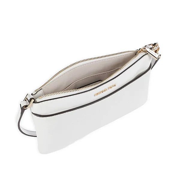 Túi Đeo Vai Nữ Michael Kors MK Jet Set Shoulder Bag Grained Leather Optic White Màu Trắng