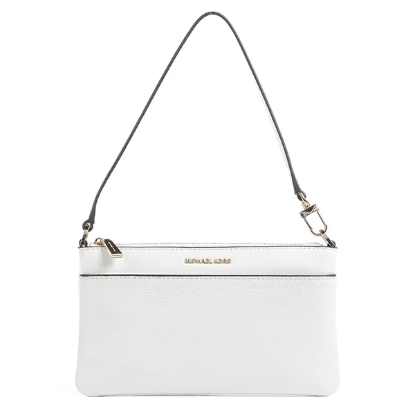 Túi Đeo Vai Nữ Michael Kors MK Jet Set Shoulder Bag Grained Leather Optic White Màu Trắng
