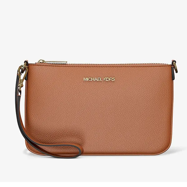 Túi Đeo Vai Nữ Michael Kors MK Jet Set Small Pebbled Leather Convertible Wristlet 35S5GTVW5L Màu Nâu
