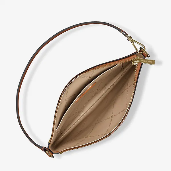 Túi Đeo Vai Nữ Michael Kors MK Jet Set Small Pebbled Leather Convertible Wristlet 35S5GTVW5L Màu Nâu