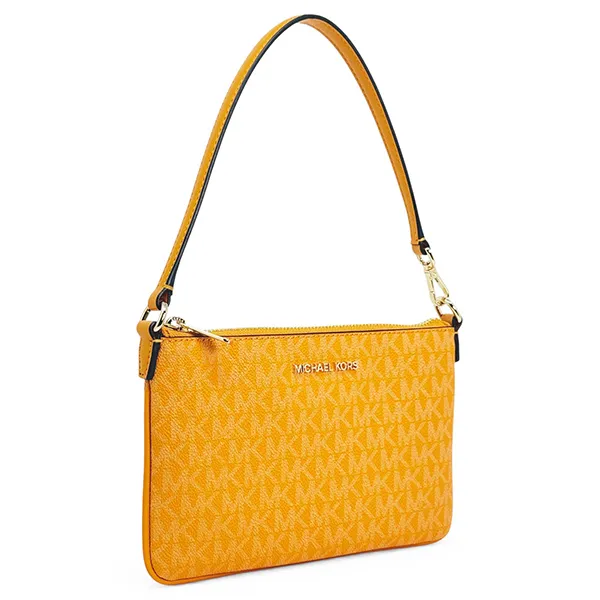 Túi Đeo Vai Nữ Michael Kors MK Jet Set Small Signature Logo Convertible Wristlet 35T5STVW5B Màu Vàng Cam