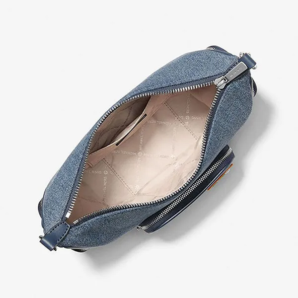 Túi Đeo Vai Nữ Michael Kors MK Merritt Small Embellished Denim Convertible Crossbody Bag 35T6S0WC1B Màu Xanh