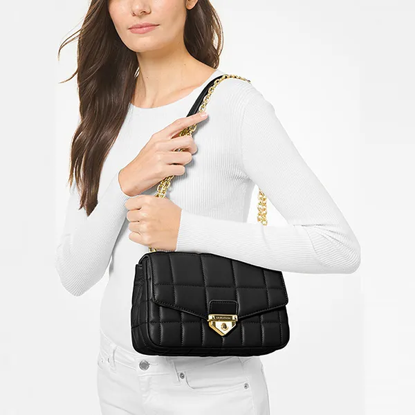 Túi Đeo Vai Nữ Michael Kors MK SoHo Large Quilted Leather Shoulder Bag 30F0G1SL3L Màu Đen