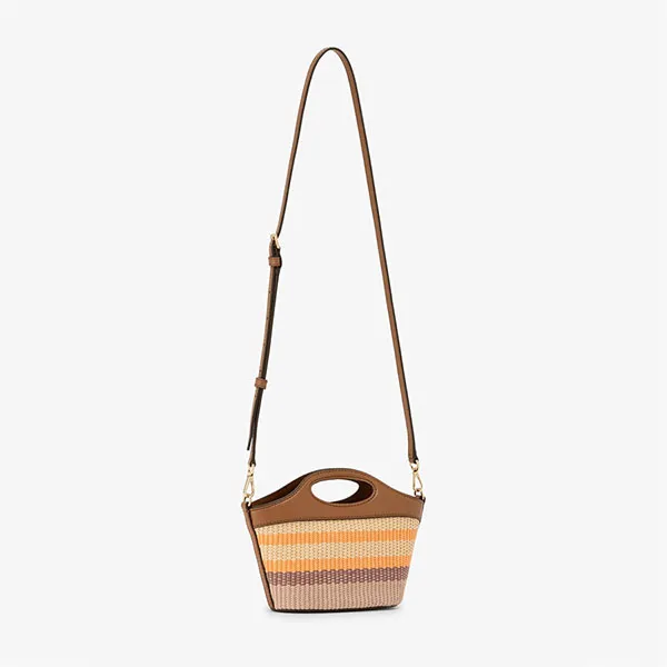 Túi Đeo Vai Nữ Michael Kors MK Tatum Small Striped Woven Crossbody Bag 35S6GTAC1W Radiant Orange Multi Màu Cam Nâu