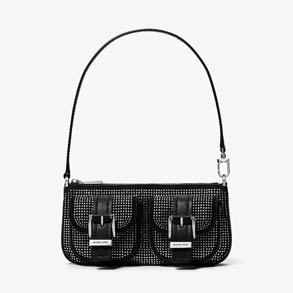 Túi Đeo Vai Nữ Michael Kors MK Zoe Small Embellished Suede Pochette 32F5SZCU1Y Màu Đen