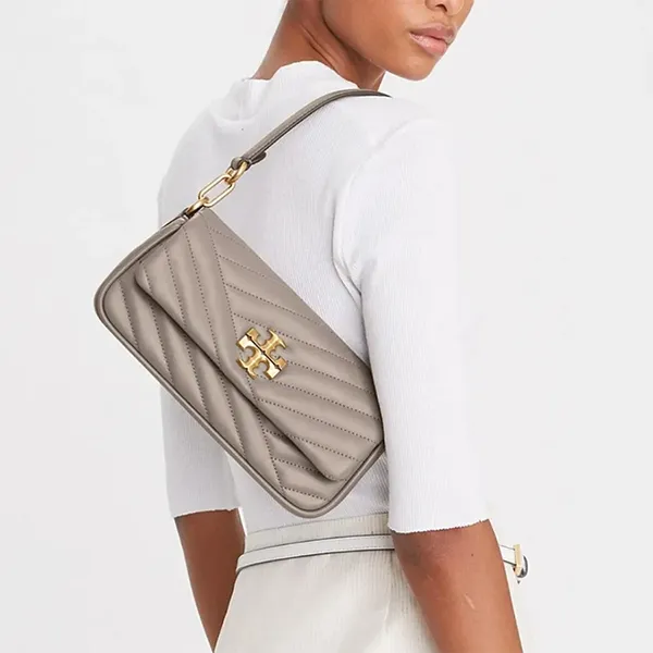 Túi Đeo Vai Nữ Tory Burch Small Kira Chevron Flap Shoulder Bag Màu Xám