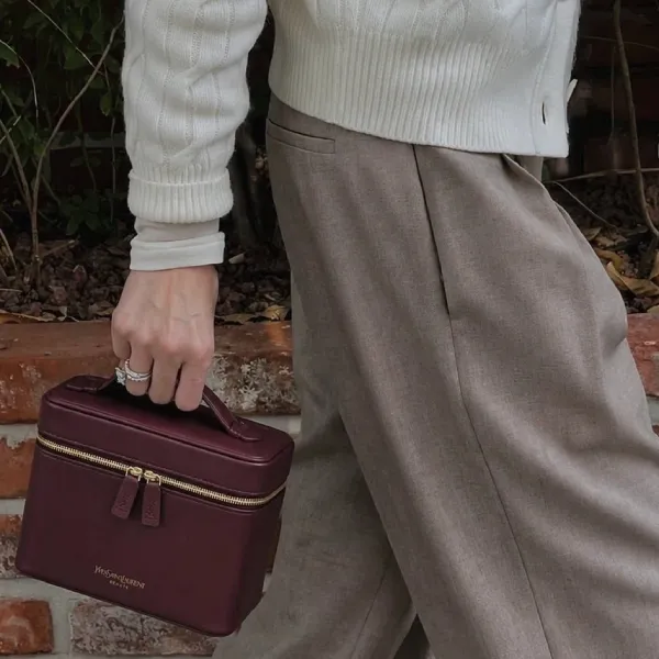 Túi Xách Tay Nữ Yves Saint Laurent YSL Bag Leather Màu Đỏ Đậm (Túi Gift)