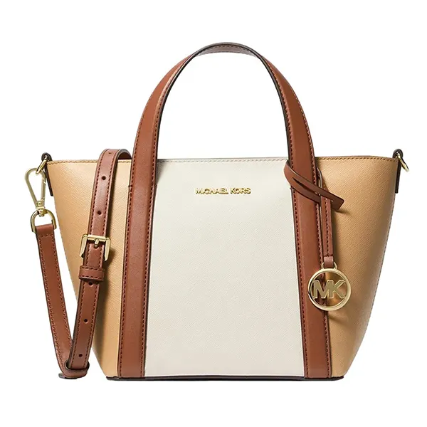 Túi Tote Michael Kors MK Pratt Small Color-Block 35S4G3FM1I-3117 Màu Nâu Trắng