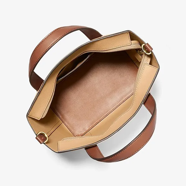 Túi Tote Michael Kors MK Pratt Small Color-Block 35S4G3FM1I-3117 Màu Nâu Trắng
